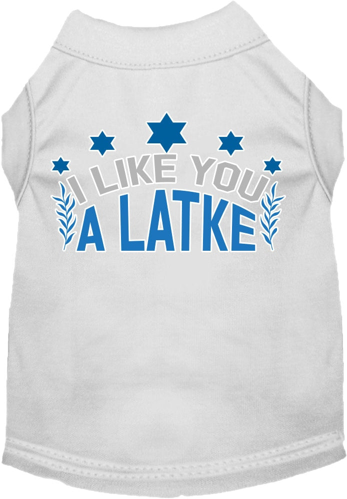 Hanukkah Pet Dog and Cat Shirt Screen Printed, "I Like You A Latke"