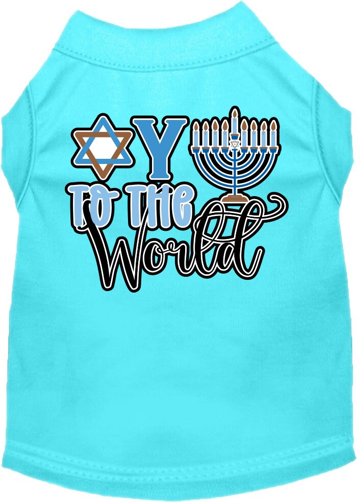 Hanukkah Pet Dog and Cat Shirt Screen Printed, "Oy To The World"