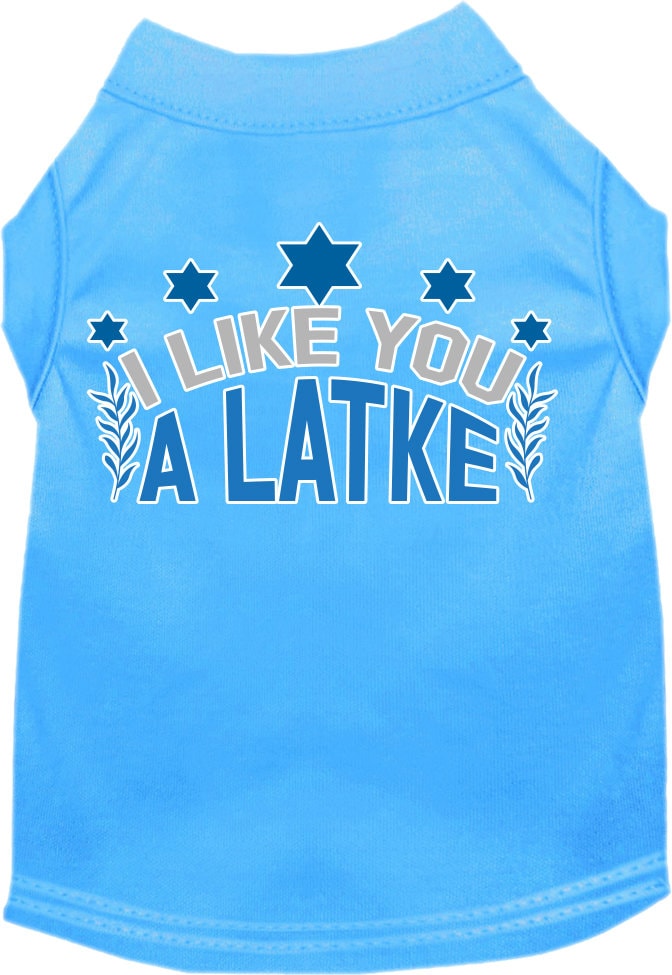 Hanukkah Pet Dog and Cat Shirt Screen Printed, "I Like You A Latke"