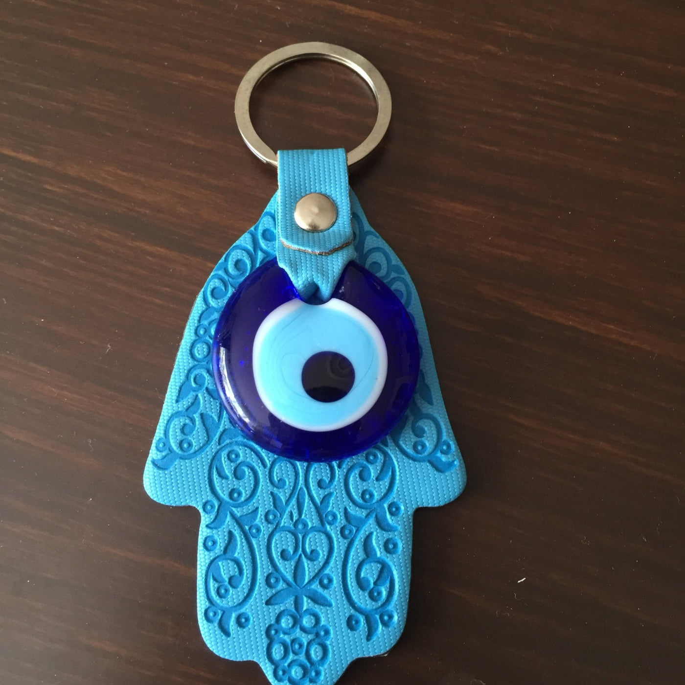 Hamsa evil eye keychain - greek nazar bead - lucky evil eye keychain