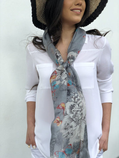 Grey Silk Scarf