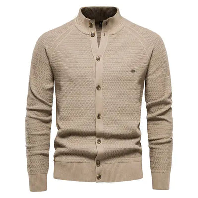 Button Mock Neck Men's Cardigan