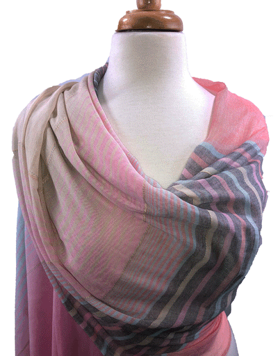 Pink and Blue Light Cotton Scarf