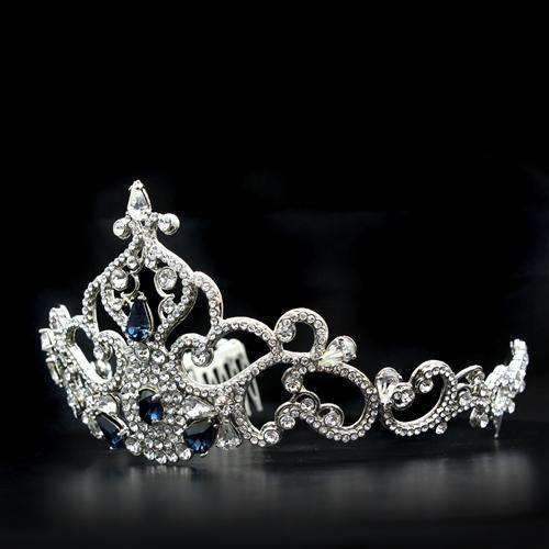 LO2110 - Imitation Rhodium Brass Tiaras & Hair Clip with Top Grade