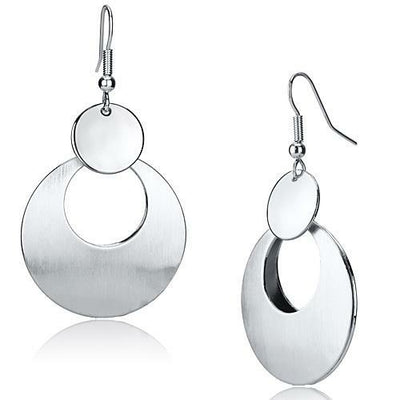 LO2657 - Matte Rhodium & Rhodium Iron Earrings with No Stone