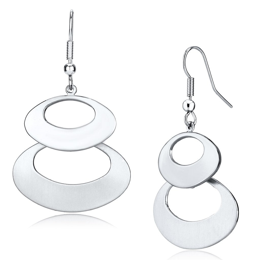 LO2736 - Matte Rhodium & Rhodium Iron Earrings with No Stone