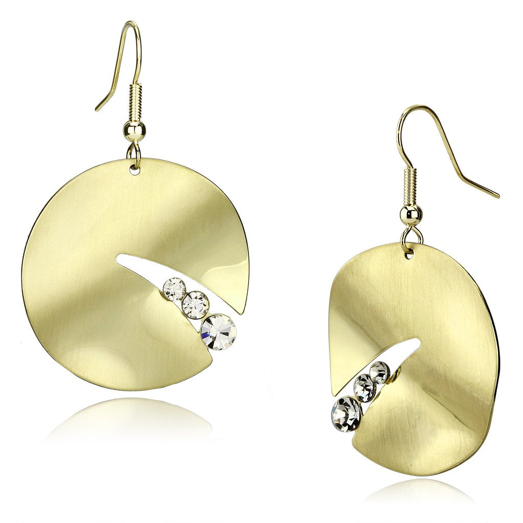 LO2742 - Matte Gold & Gold Iron Earrings with Top Grade Crystal  in