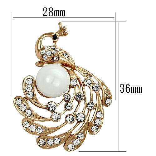 LO2778 - Flash Rose Gold White Metal Brooches with Synthetic Pearl in