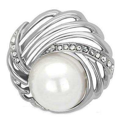 LO2866 - Imitation Rhodium White Metal Brooches with Synthetic Pearl