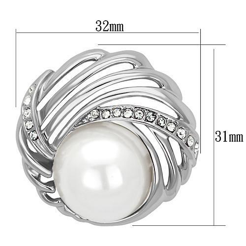 LO2866 - Imitation Rhodium White Metal Brooches with Synthetic Pearl