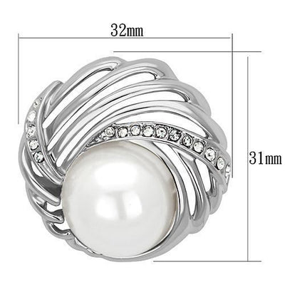 LO2866 - Imitation Rhodium White Metal Brooches with Synthetic Pearl