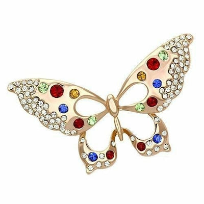 LO2907 - Flash Rose Gold White Metal Brooches with Top Grade Crystal