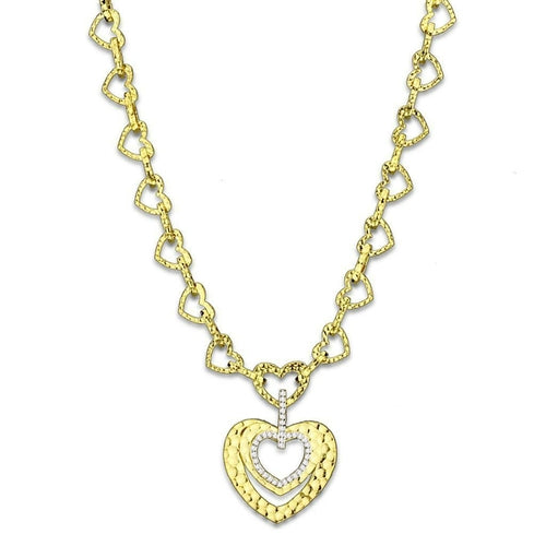 LO3341 - Gold Brass Necklace with AAA Grade CZ  in Clear