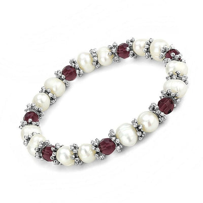 LO4654 - Antique Silver White Metal Bracelet with Synthetic Pearl in