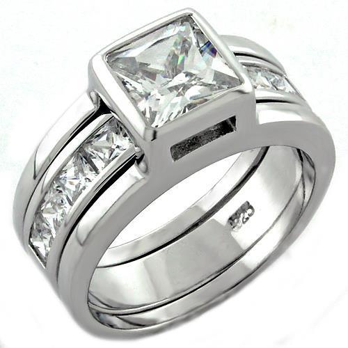 LOAS1034 - Rhodium 925 Sterling Silver Ring with AAA Grade CZ  in