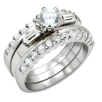 LOAS1040 - High-Polished 925 Sterling Silver Ring with AAA Grade CZ