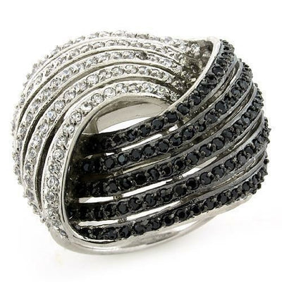 LOAS1097 - Rhodium + Ruthenium 925 Sterling Silver Ring with AAA Grade