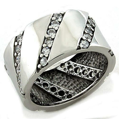 LOAS1192 - Rhodium 925 Sterling Silver Ring with AAA Grade CZ  in