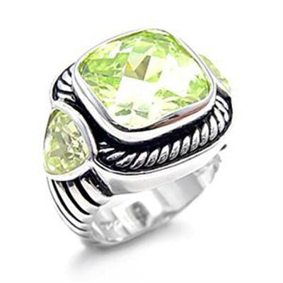 LOAS757 - Rhodium 925 Sterling Silver Ring with AAA Grade CZ  in Apple