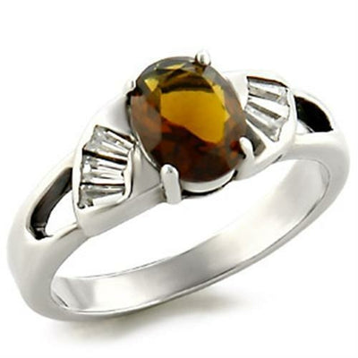 LOAS827 - High-Polished 925 Sterling Silver Ring with Semi-Precious