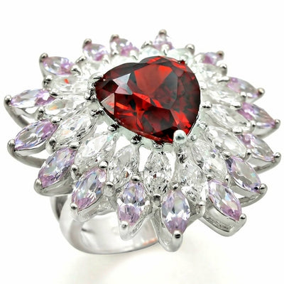 LOS399 - High-Polished 925 Sterling Silver Ring with AAA Grade CZ  in