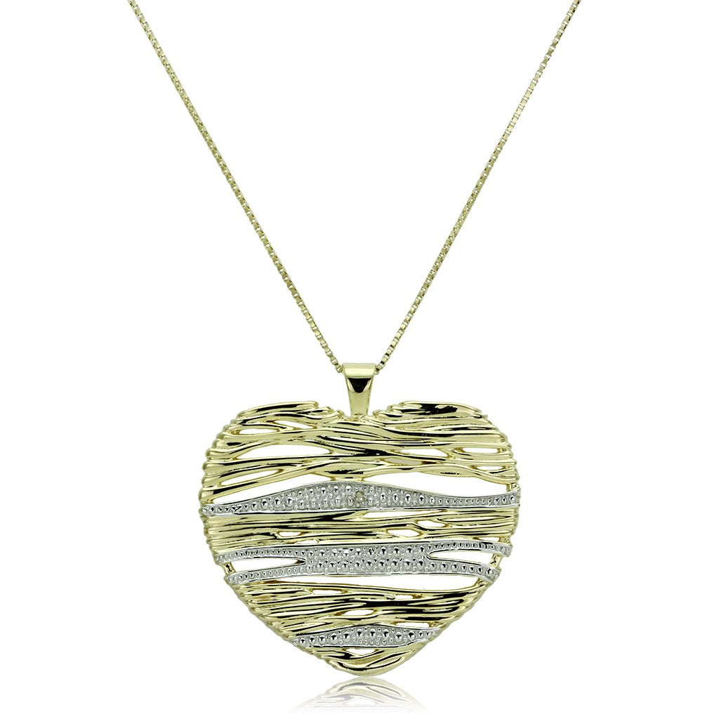 LOS599 - Gold+Rhodium 925 Sterling Silver Necklace with AAA Grade CZ