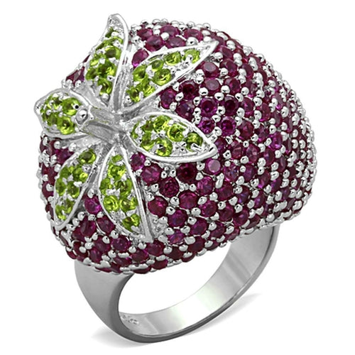 LOS774 - Rhodium 925 Sterling Silver Ring with AAA Grade CZ  in Multi