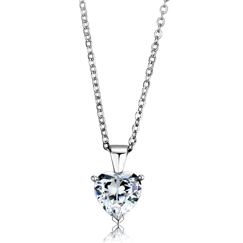 LOS889 - Rhodium 925 Sterling Silver Chain Pendant with AAA Grade CZ