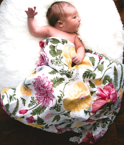 Bamboo Viscose Muslin Swaddle Floral Blanket