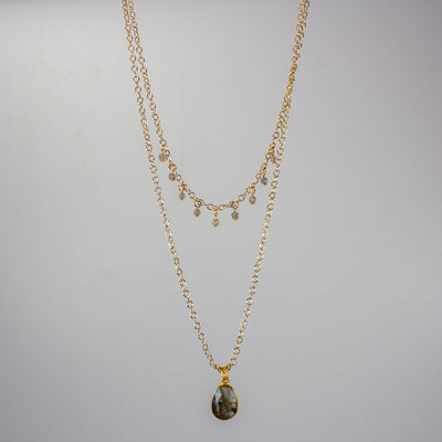 Labradorite Layered Pendant and Beads Necklace