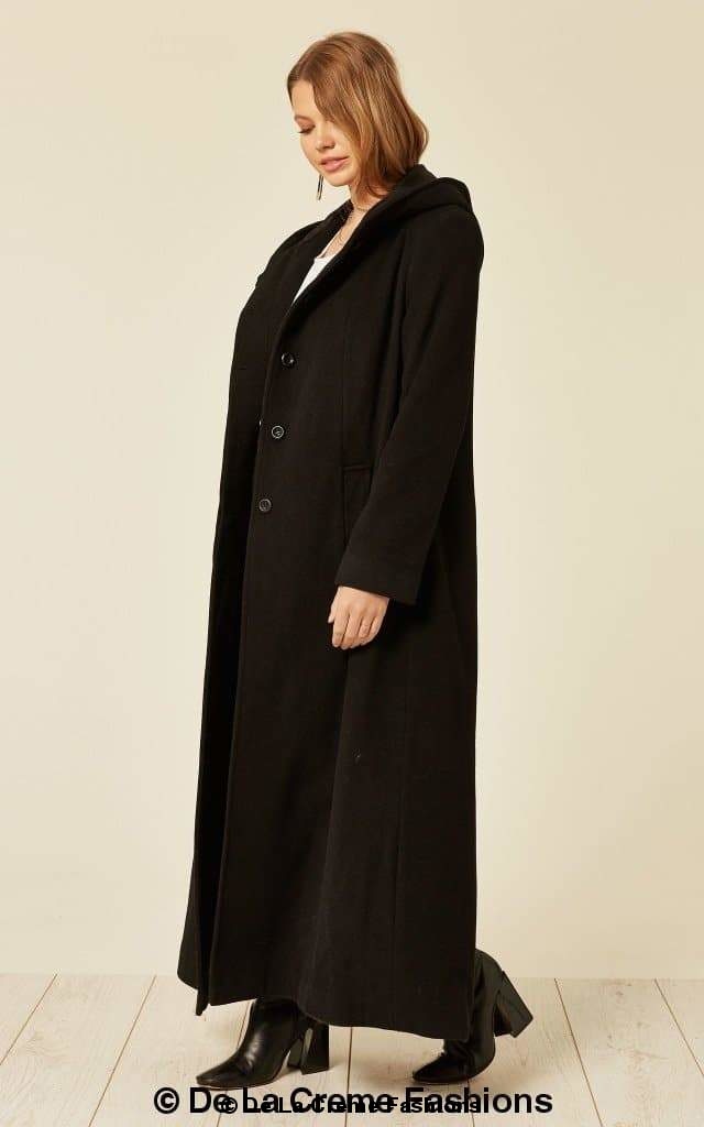 Oversized Wool Blend Hooded Long Coat (1716)