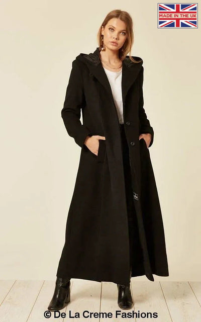 Oversized Wool Blend Hooded Long Coat (1716)