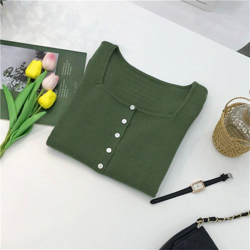 Square Collar Women Green Blouse Shirt Female Elegant  Spring Autumn