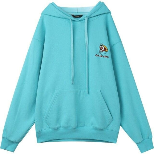 Monkey King Embroidery Casual Oversize Hoodies Sweatshirt Women,Spring