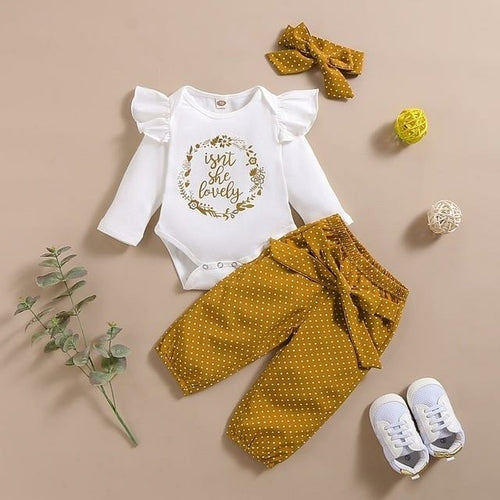 3Pcs Baby Girl Outfit Set Newborn Toddler Girls Clothes Ruffle Flower