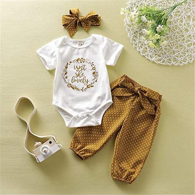 3Pcs Baby Girl Outfit Set Newborn Toddler Girls Clothes Ruffle Flower