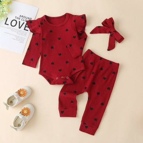 3Pcs Baby Girl Outfit Set Newborn Toddler Girls Clothes Ruffle Flower