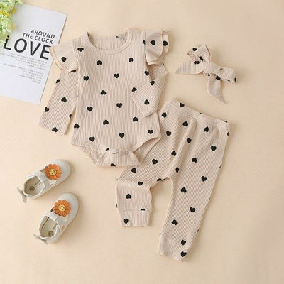 3Pcs Baby Girl Outfit Set Newborn Toddler Girls Clothes Ruffle Flower