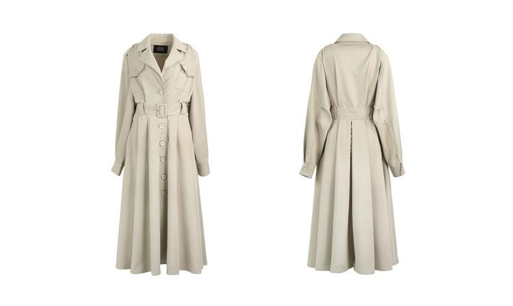 Green Solid Single Breasted Oversize Casual Women Trench Coat,Spring