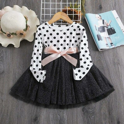 Girls Autumn Dress Full Sleeve Children's Clothes Fashion Polka Dots