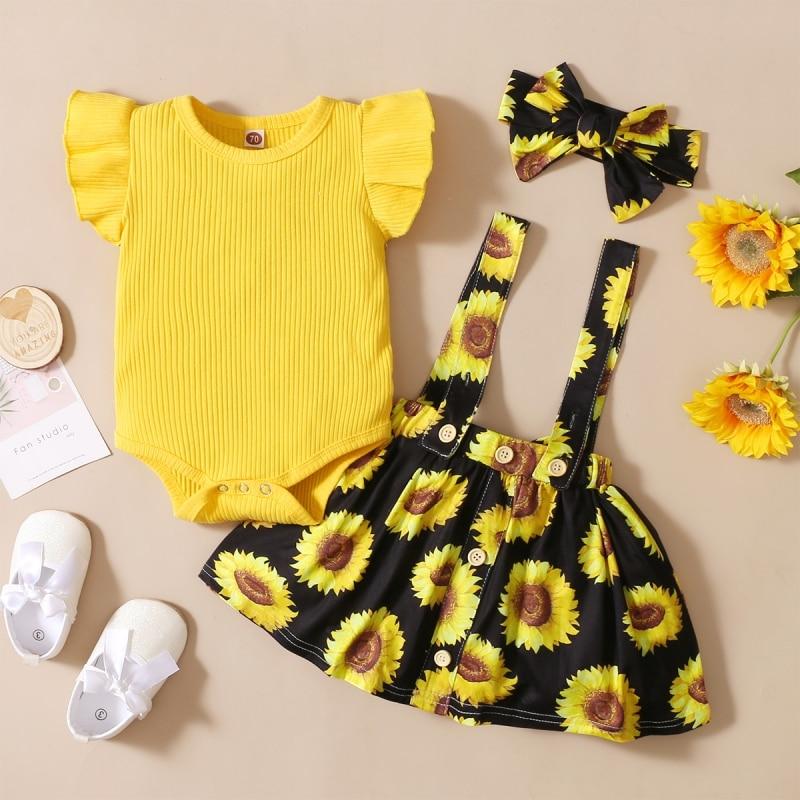 Summer Baby Girl Floral Print Clothing Newborn Flare Sleeve Romper