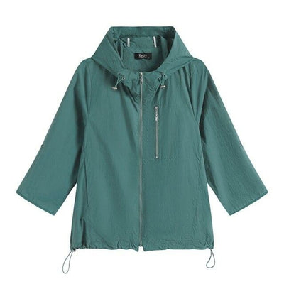 Women's Plus Size Windbreaker Short Hooded Jacket Spring And Autumn