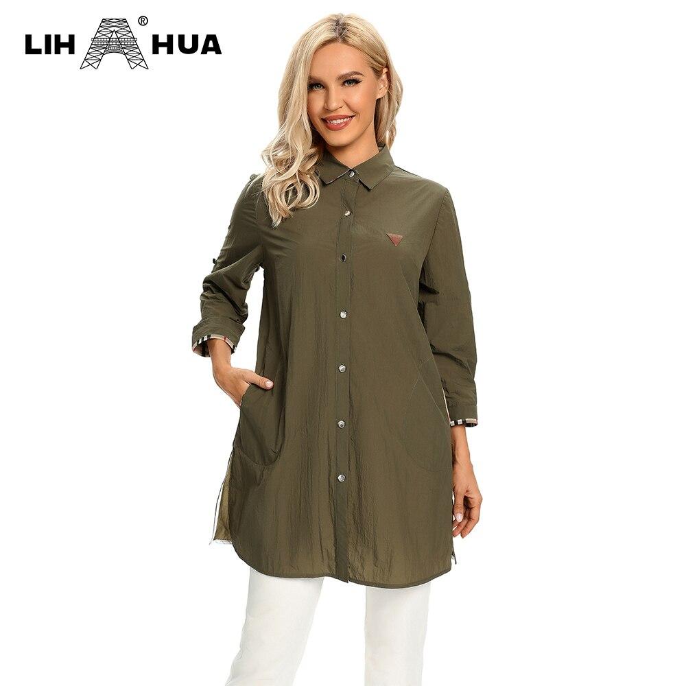 Women's Plus Size Windbreaker Mid-Length Lapel Shirt Spring And Autumn