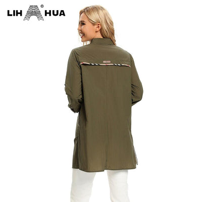 Women's Plus Size Windbreaker Mid-Length Lapel Shirt Spring And Autumn