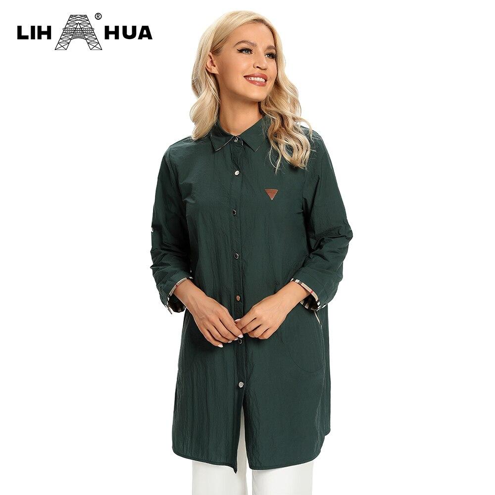 Women's Plus Size Windbreaker Mid-Length Lapel Shirt Spring And Autumn