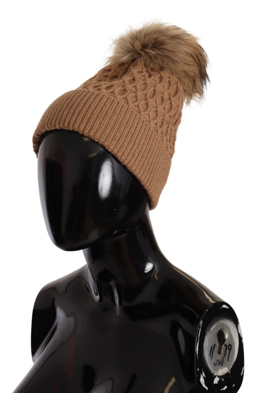 Dolce & Gabbana Dark Brown Camel Knitted Fur Winter Beanie One Size