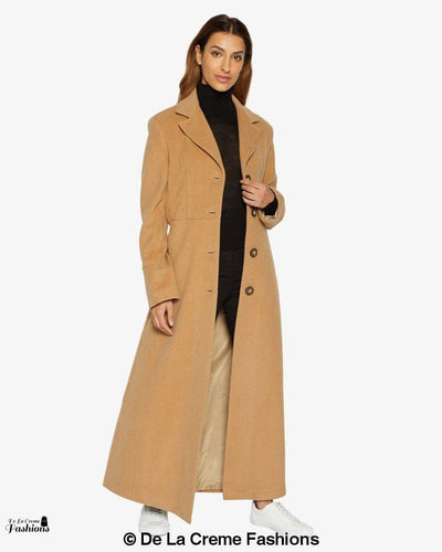 Slim Fit Wool Blend Longline Maxi Coat (1816)