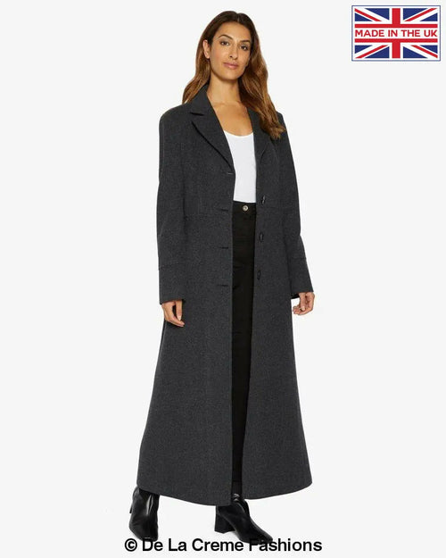 Slim Fit Wool Blend Longline Maxi Coat (1816)