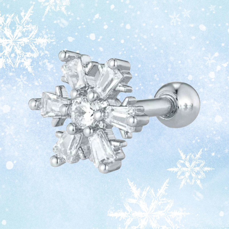 Snowflake Cartilage Earring / Christmas CZ Snowflake