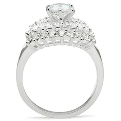 SS026 - Silver 925 Sterling Silver Ring with AAA Grade CZ  in Clear